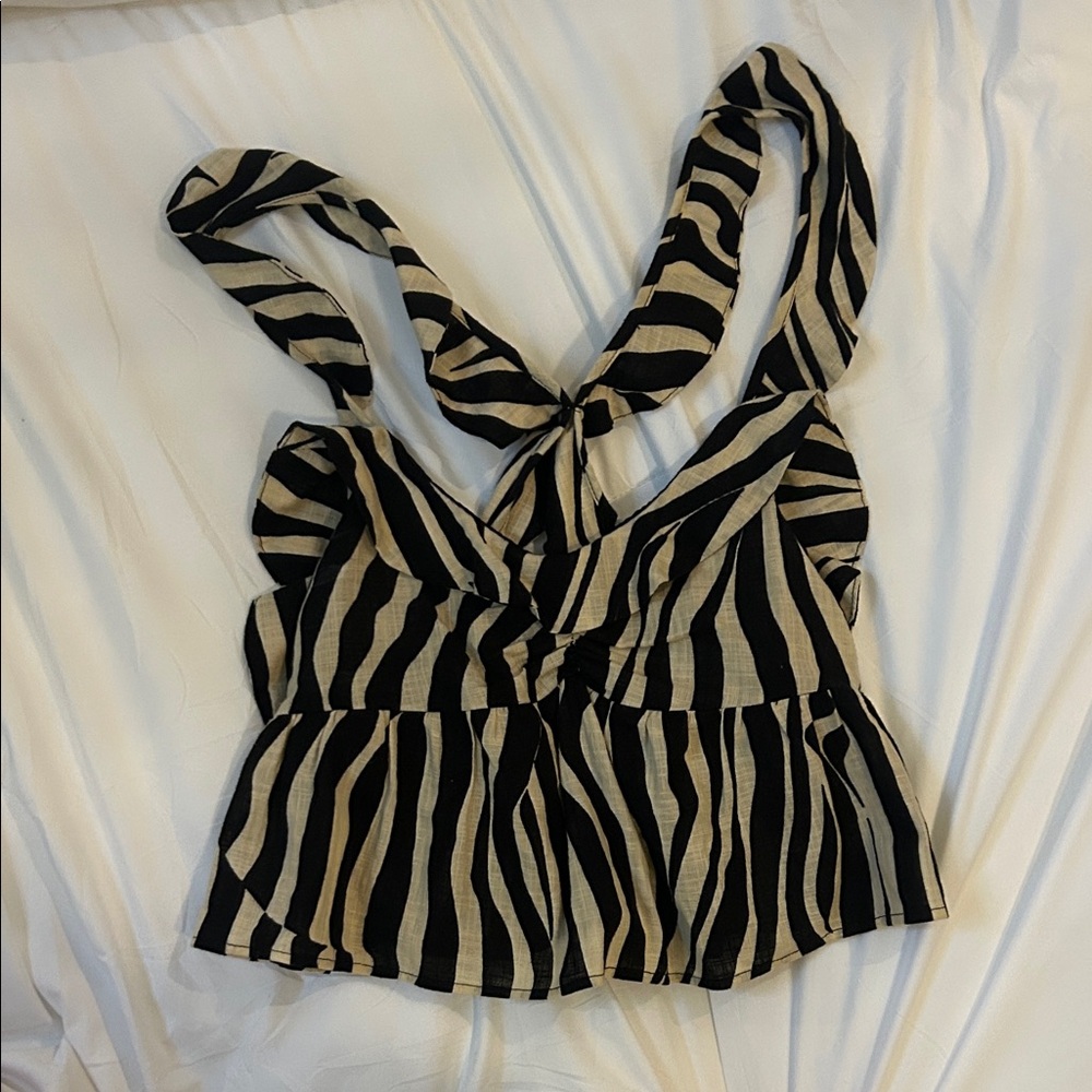 Zara Womens Zebra Striped Crop Top